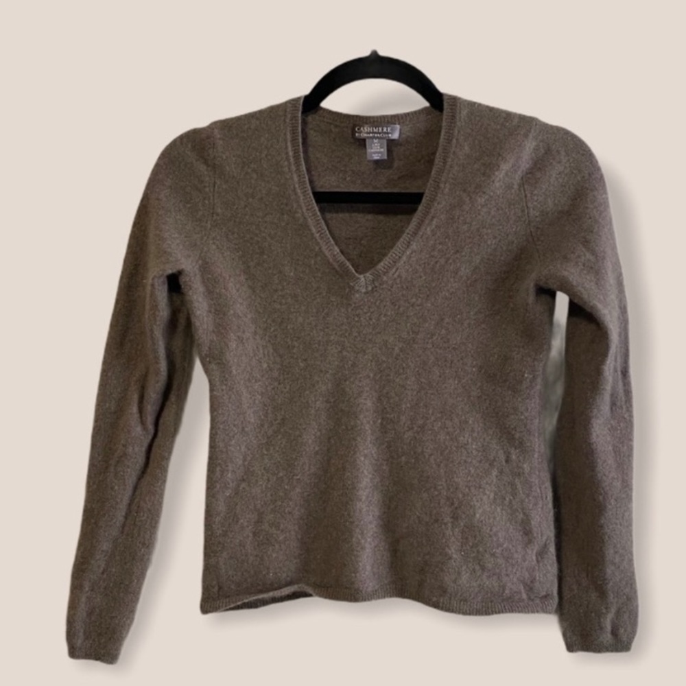 Cashmere by Charter Club tan sweater size M
